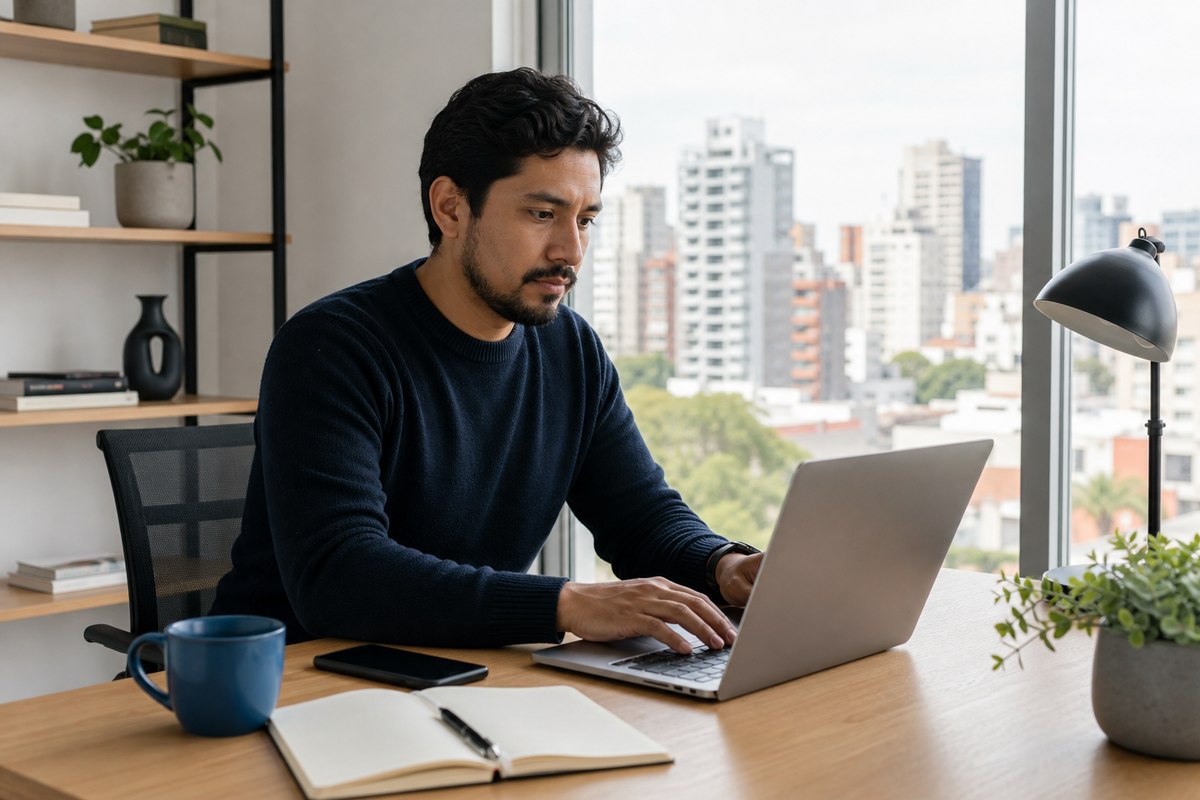 Profesional trabajando con autonomía desde casa